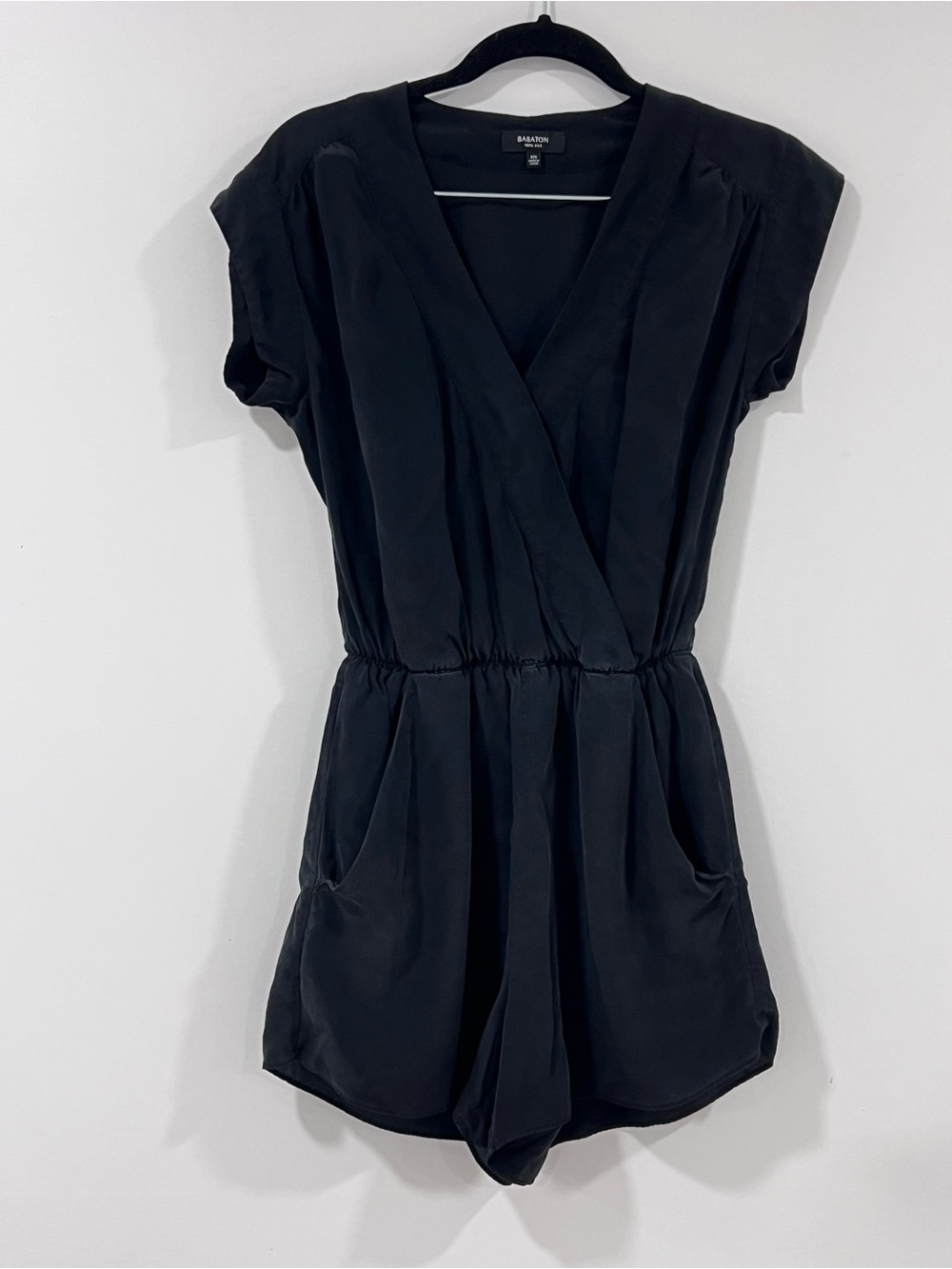 Babaton Black Silk Romper